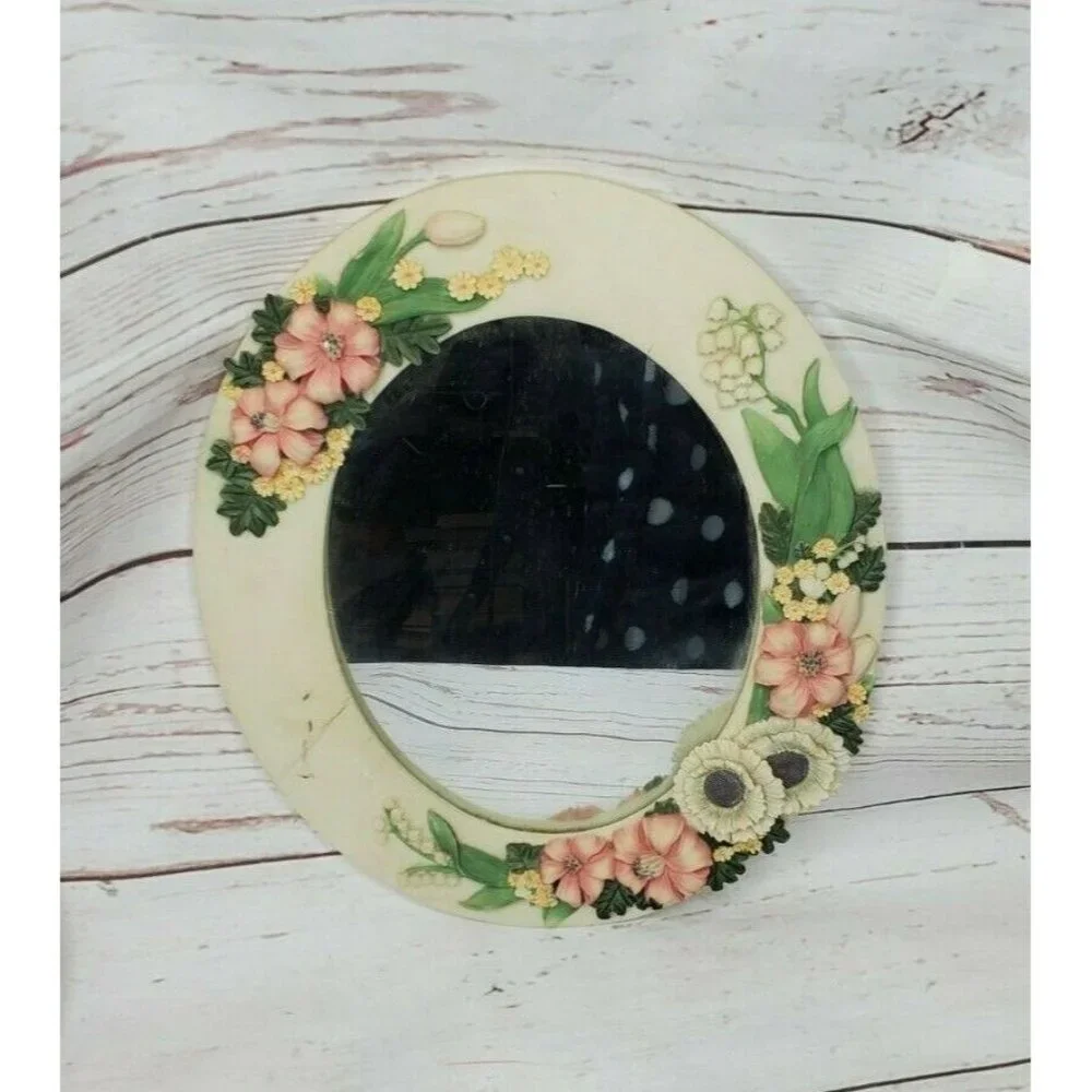 Rare Vintage Floral Embossed Dresser Mirror | Hanging Wall Mirror for Home Décor